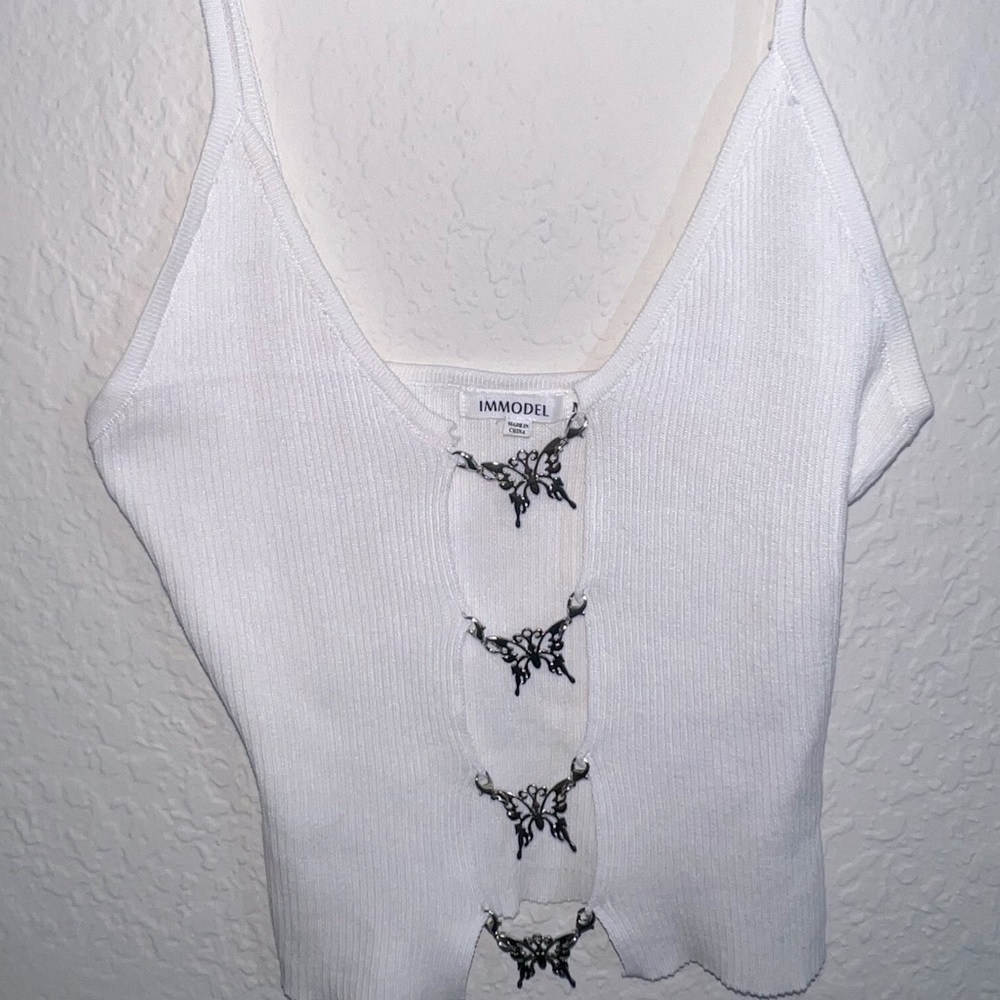 White buterfly tank top size M